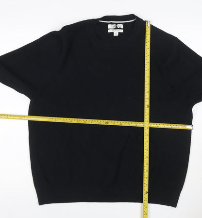 Marks & Spencer Men Black 2XL Cotton Blend Crew Neck Knit Sweatshirt