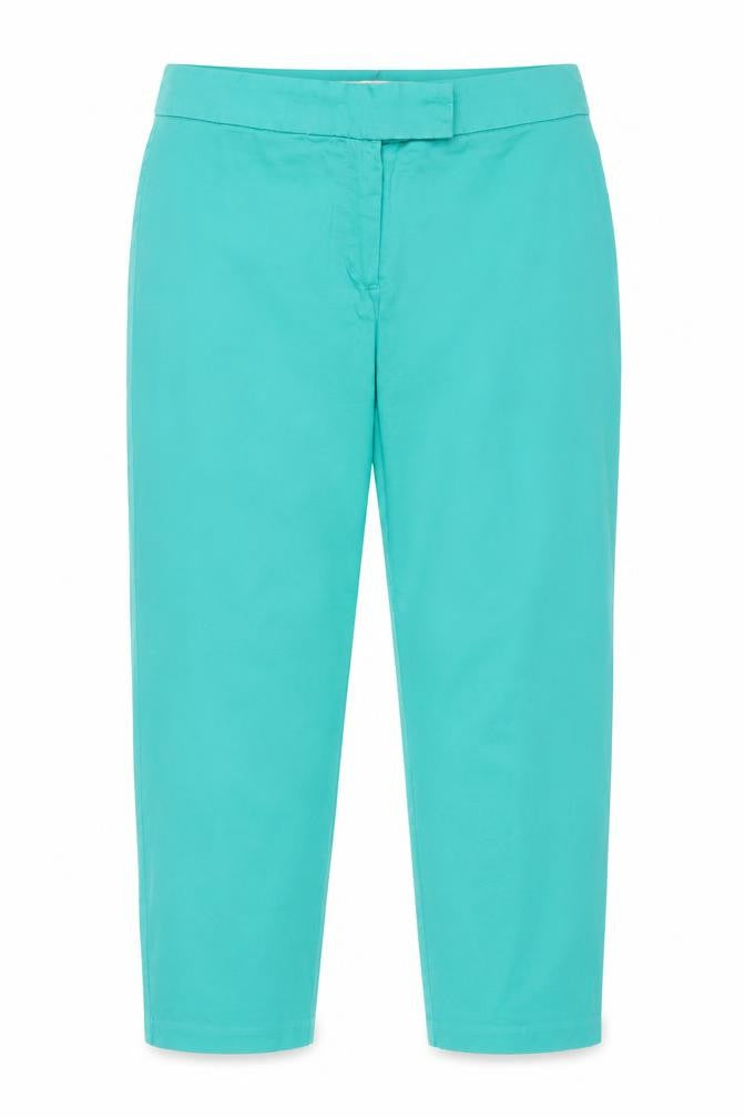 Marks & Spencer Women Green UK 12 Straight Leg Cotton Stretch Trousers
