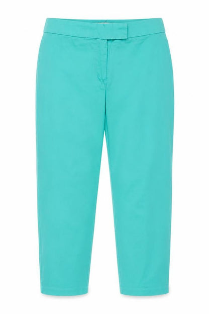 Marks & Spencer Women Green UK 12 Straight Leg Cotton Stretch Trousers