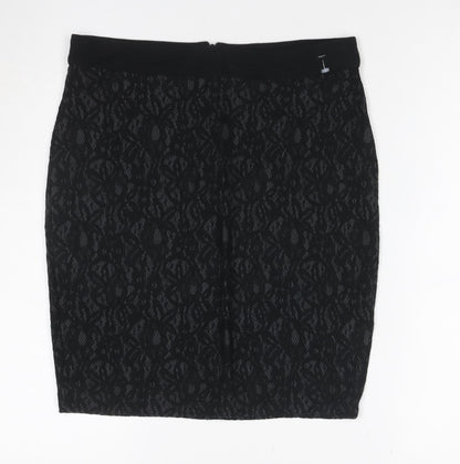 Esprit Women Black UK 8 Floral Lace Pencil Knee Length Skirt