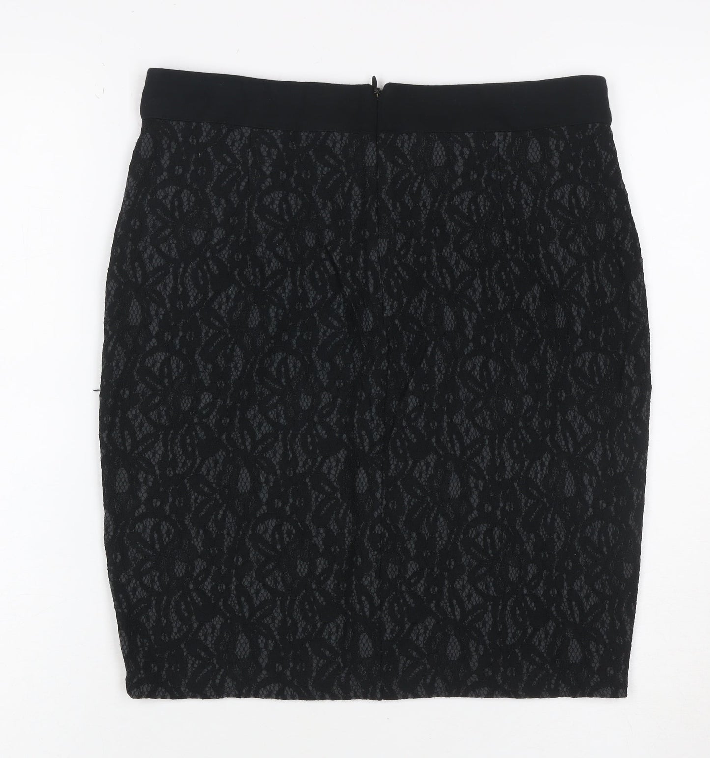 Esprit Women Black UK 8 Floral Lace Pencil Knee Length Skirt