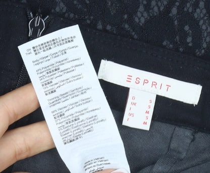 Esprit Women Black UK 8 Floral Lace Pencil Knee Length Skirt