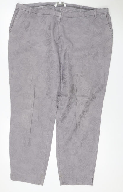 RJR John Rocha Women Grey Floral Jacquard Wide-Leg Jeans UK 18