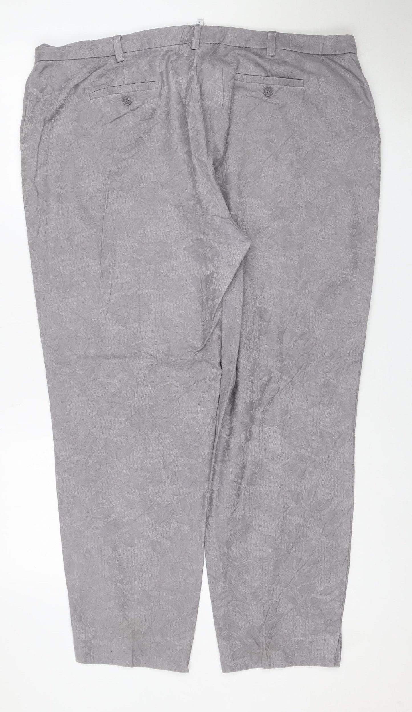 RJR John Rocha Women Grey Floral Jacquard Wide-Leg Jeans UK 18