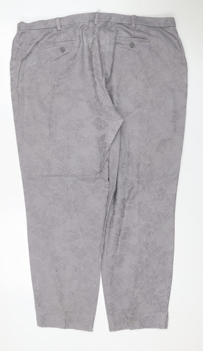 RJR John Rocha Women Grey Floral Jacquard Wide-Leg Jeans UK 18