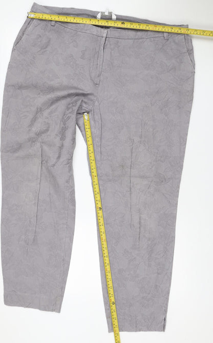 RJR John Rocha Women Grey Floral Jacquard Wide-Leg Jeans UK 18