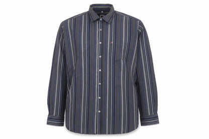Jupiter Men Blue Striped XXL Cotton Blend Long Sleeve Button-Up Shirt