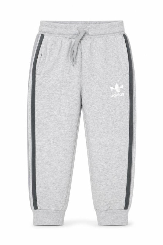 Front view of adidas boys’ grey 9-10 years jogger track pants logo side stripe