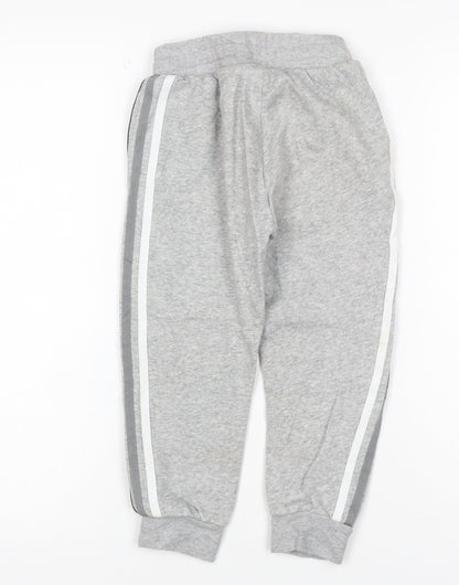 adidas Boys Grey 9-10 Years Jogger Track Pants Logo Side Stripe