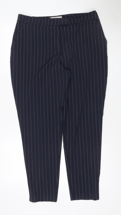 Marks & Spencer Limited Edition Women Blue Pinstripe Wide-Leg Trousers UK 14