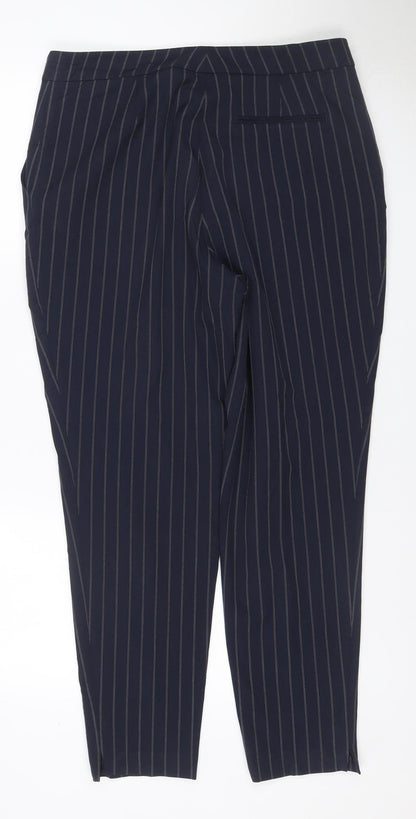 Marks & Spencer Limited Edition Women Blue Pinstripe Wide-Leg Trousers UK 14