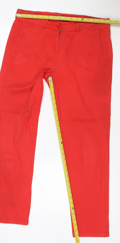 M&S Autograph Women’s Red UK 14 Cropped Stretch Cotton Trousers