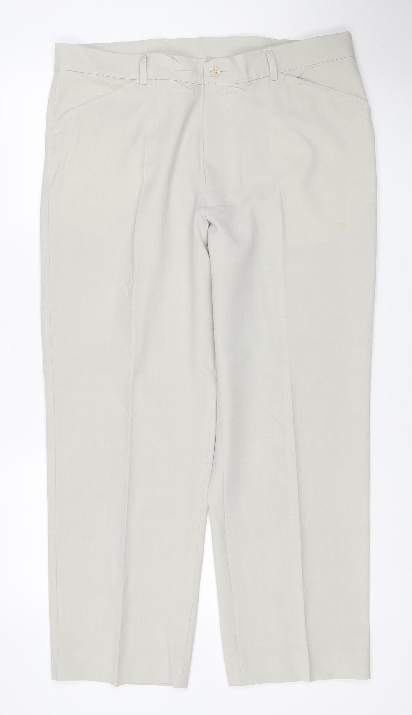 Farah Men's Beige 38W 29L Straight Flat Front Dress Trousers
