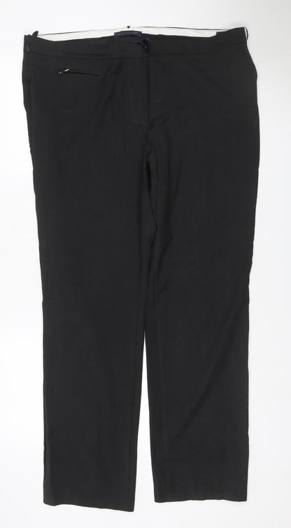 Marks and Spencer Women Black UK 18 Medium Straight Stretch Dress Trousers