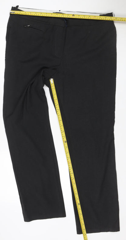 Marks and Spencer Women Black UK 18 Medium Straight Stretch Dress Trousers