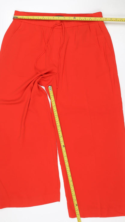 M&S Womens Red UK 18 Short Wide-Leg Drawstring Trousers