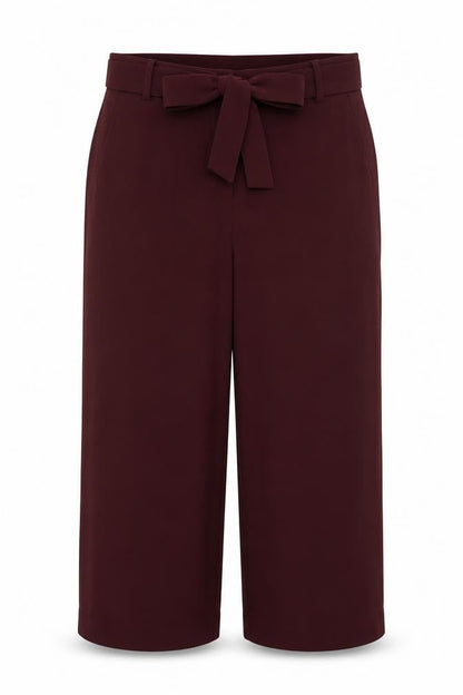 Mango Women Red UK 12 Belted Straight Leg Dress Trousers
