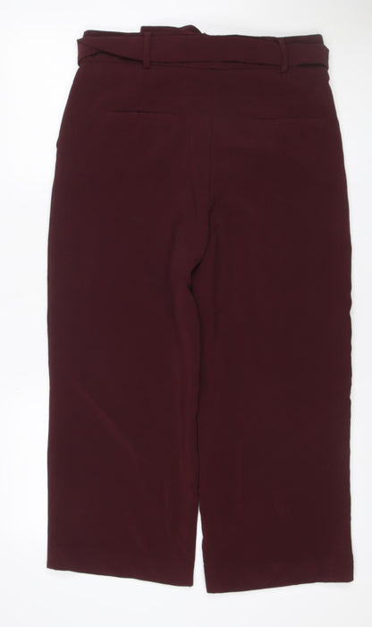 Mango Women Red UK 12 Belted Straight Leg Dress Trousers