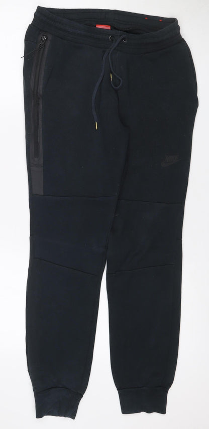 Nike Boys Black S Tech Fleece Jogger Trousers Drawstring Zip Pocket