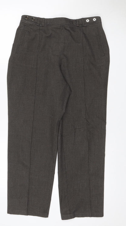 Marks and Spencer Women Grey UK 12 Short Straight Work Trousers