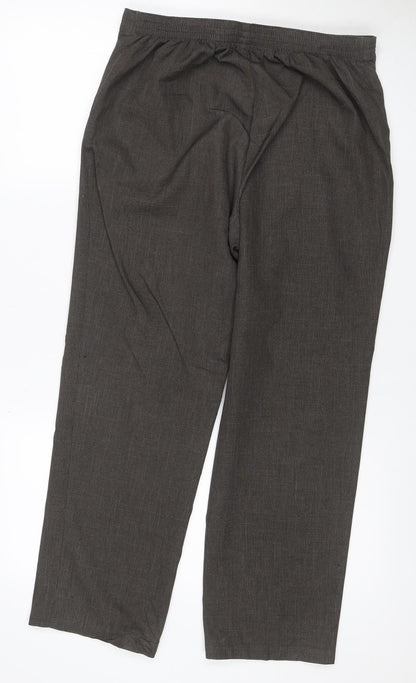 Marks and Spencer Women Grey UK 12 Short Straight Work Trousers