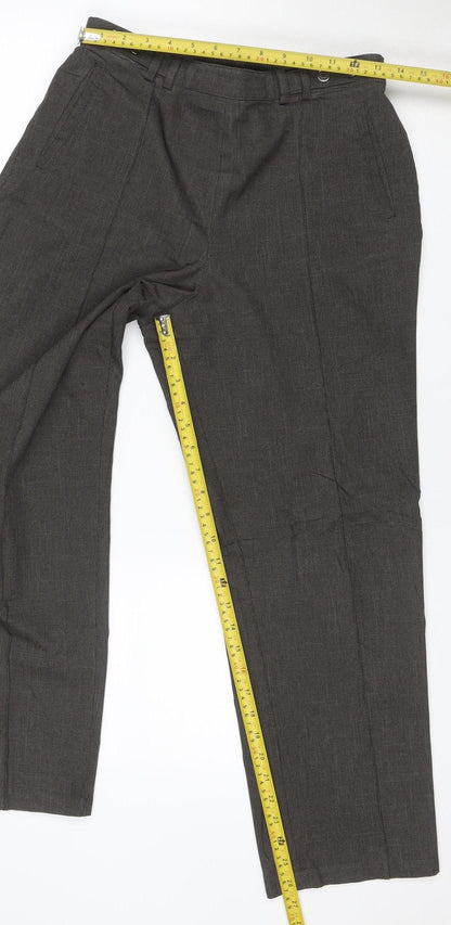 Marks and Spencer Women Grey UK 12 Short Straight Work Trousers