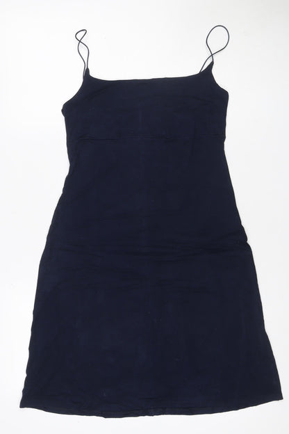 Benetton Women’s Blue Silk Maxi Slip Dress Size S Strappy V-Neck