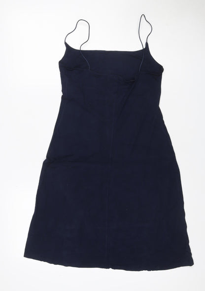 Benetton Women’s Blue Silk Maxi Slip Dress Size S Strappy V-Neck