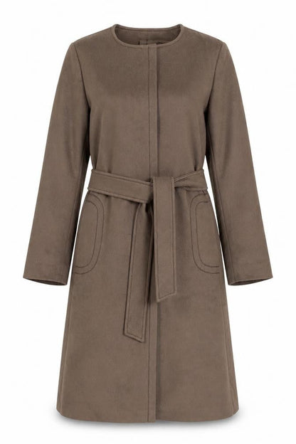 Sterling Stall Women’s Size 8 Brown Pure Virgin Wool Belted Long Overcoat