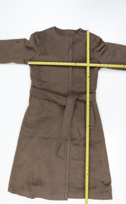 Sterling Stall Women’s Size 8 Brown Pure Virgin Wool Belted Long Overcoat