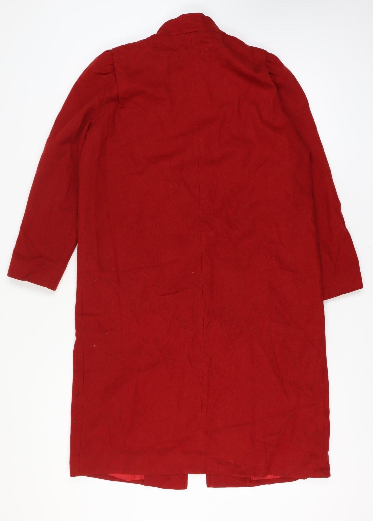 Kareen Women's Size 10 Red Wool Long Overcoat Lined Collared Pockets