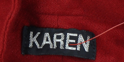 Kareen Women's Size 10 Red Wool Long Overcoat Lined Collared Pockets