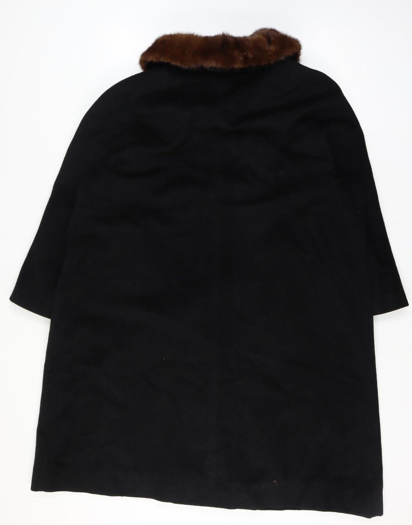 Richard H Martin Women’s Size 18 Black Wool Fur Trim Vintage Long Overcoat
