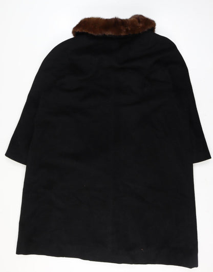 Richard H Martin Women’s Size 18 Black Wool Fur Trim Vintage Long Overcoat
