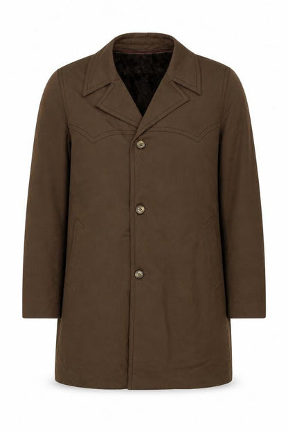 Imperial Paris Men’s Brown 52 Military Long Coat Faux Fur Lined