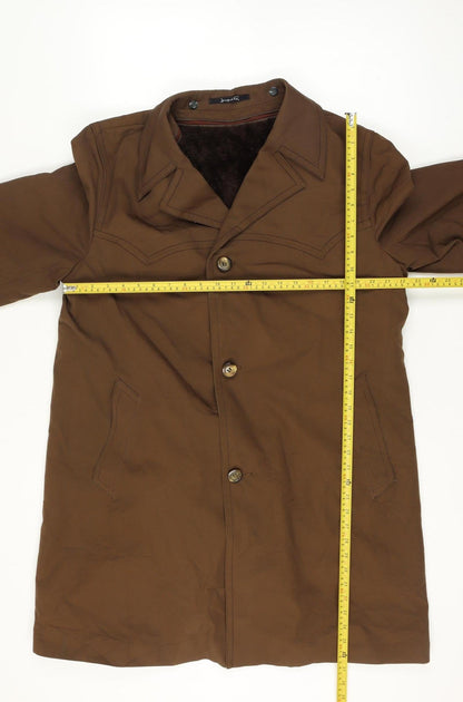Imperial Paris Men’s Brown 52 Military Long Coat Faux Fur Lined