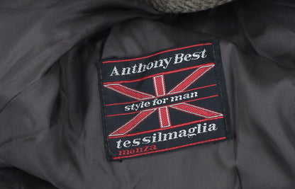 Anthony Best Mens Chest 40 Brown Herringbone Tweed Belted Long Overcoat