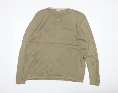 Cherokee Men’s Beige XL V-Neck Cotton Pullover Jumper Knit