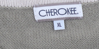 Cherokee Men’s Beige XL V-Neck Cotton Pullover Jumper Knit