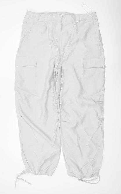 Marks & Spencer Women Grey Size 20 Long Cargo Trousers Modal Drawstring