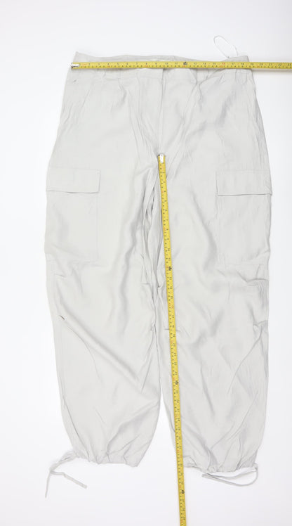 Marks & Spencer Women Grey Size 20 Long Cargo Trousers Modal Drawstring