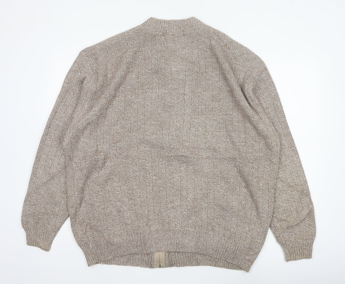 Bellisimo Men's Beige 2XL Full Zip V-Neck Knit Cardigan Pockets