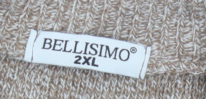Bellisimo Men's Beige 2XL Full Zip V-Neck Knit Cardigan Pockets