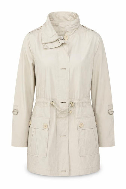 Front view of Maine New England Women Ivory UK 16 Hooded Parka Coat Cotton