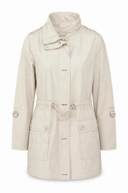 Maine New England Women Ivory UK 16 Hooded Parka Coat Cotton