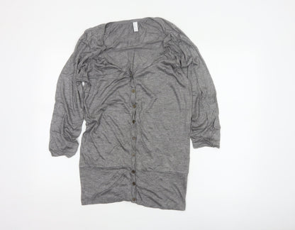 Vero Moda Women Grey M V-Neck Long Sleeve Lightweight Button Cardigan