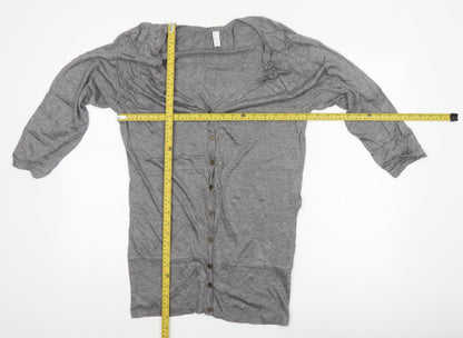 Vero Moda Women Grey M V-Neck Long Sleeve Lightweight Button Cardigan