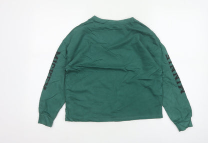 Next Girls Green 10 Years Mickey Minnie Long Sleeve Pullover T-Shirt
