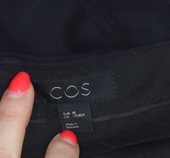 COS Women Black UK 20 100% Wool Tapered Tailored Trousers