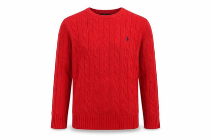 Polo Ralph Lauren Boys Red Cable Knit Cotton Jumper Size 7 Years